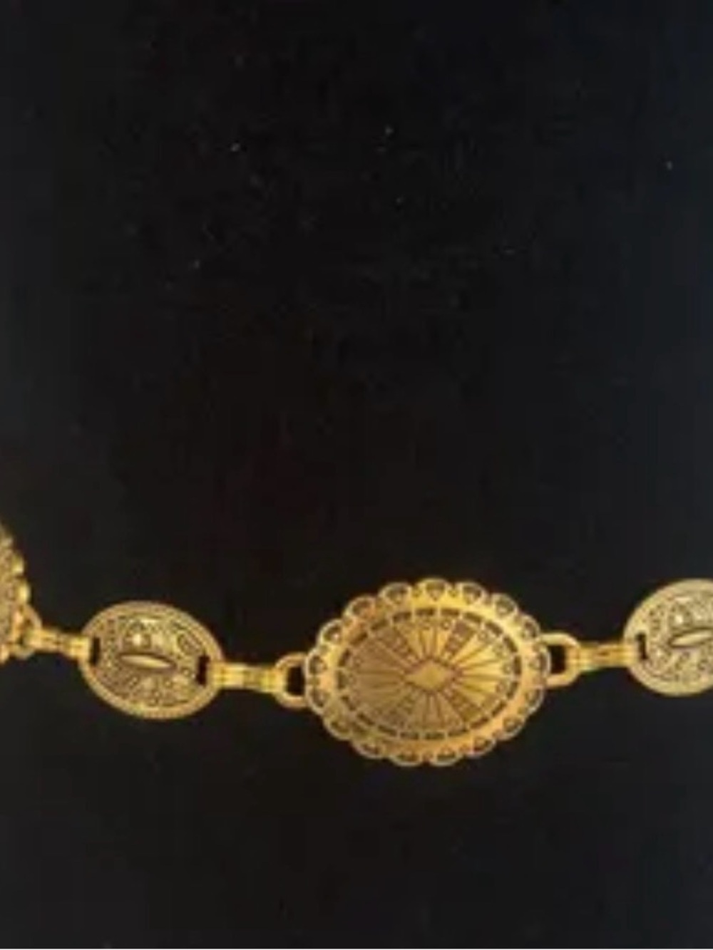 Elegant Gold Filigree Oval Link Belt- Women Jewelry